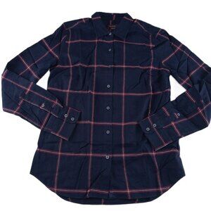 UNTUCKit Women's Mavrodaphne Button Front Flannel Shirt Size 2 Blue Windowpane